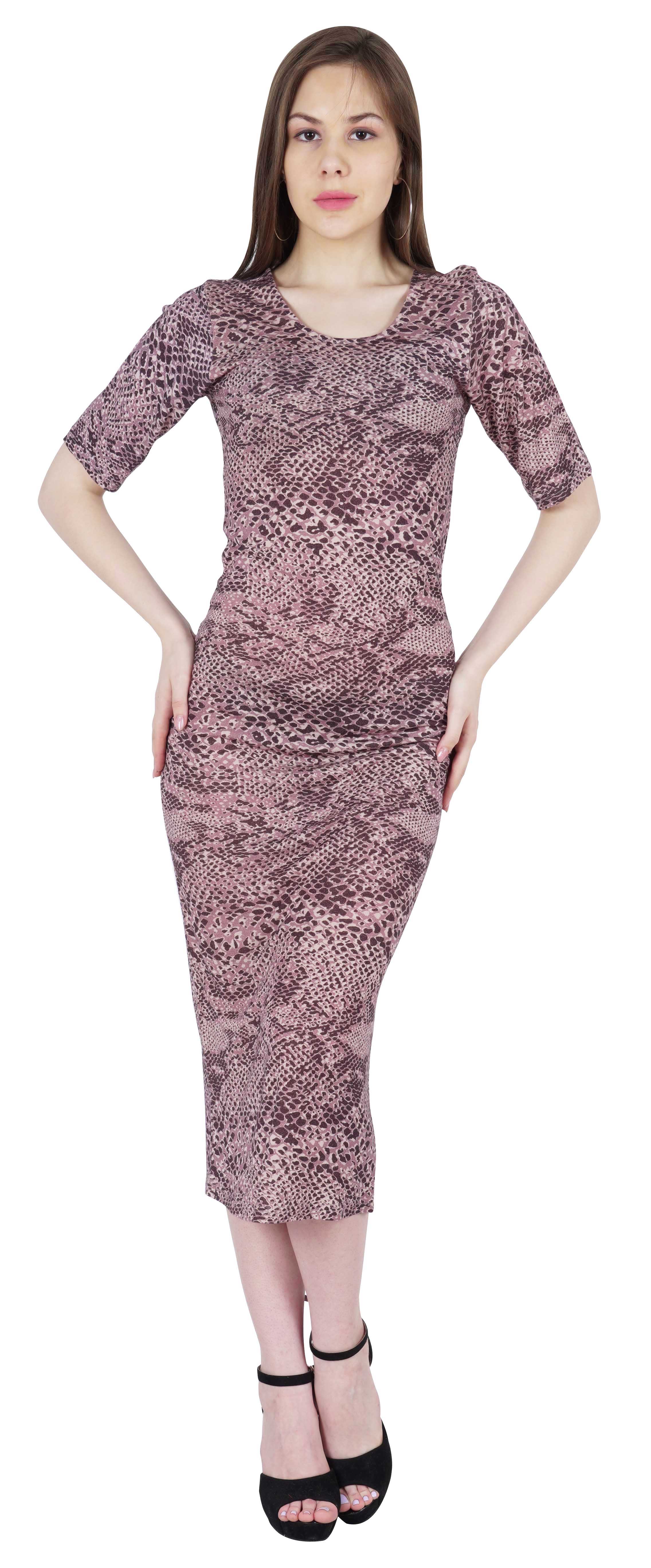 

Повсякденні вечірні облягаючі сукні Moomaya для жінок з принтом і короткими рукавами міді XXL світло-рожевий колір