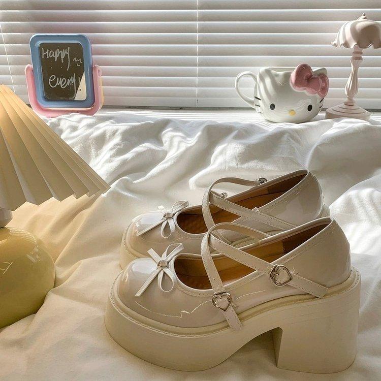 

Черные туфли Мэри Джейн с круглой головкой и толстой подошвой, женские туфли из кожи с юбкой и французским толстым каблуком 35