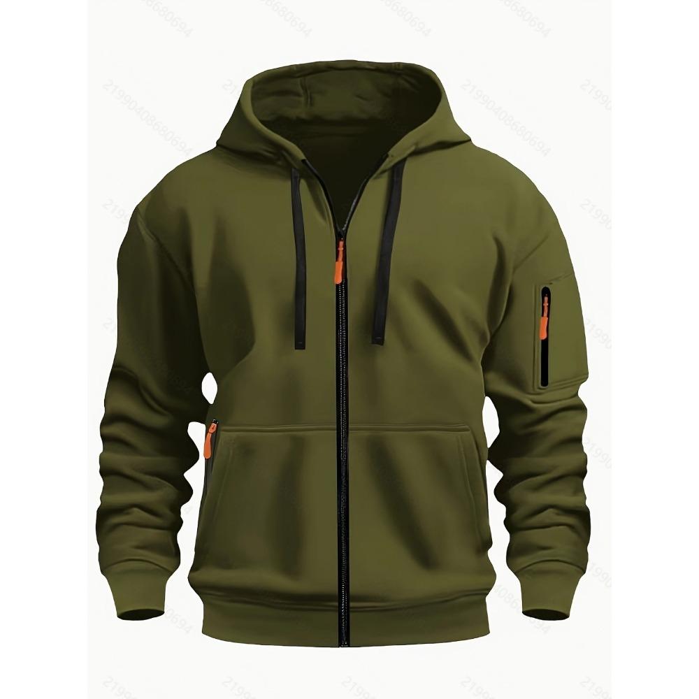 Zippered Cardigan Hoodie American Men's Cardigan Sweatshirt Multi-pocket Zippered Jacket