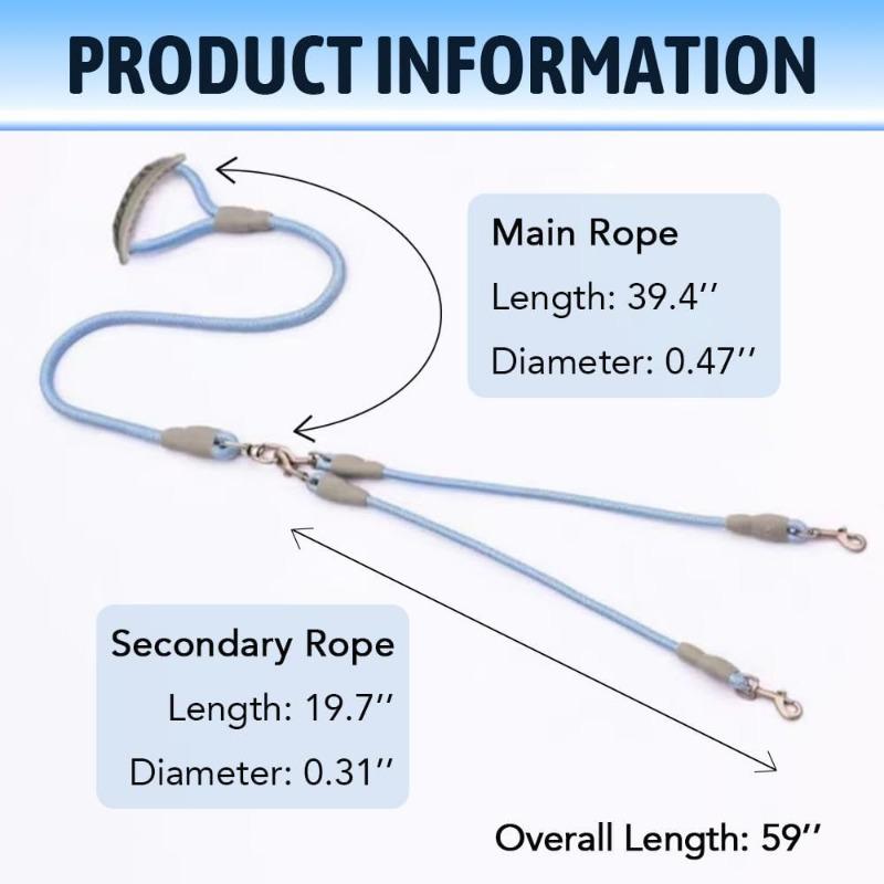 Detachable Two Dog Leash - No Tangle 360° Swivel Double Leash for Walking Two Dogs Double Dog Leash for Medium & Small Dogs