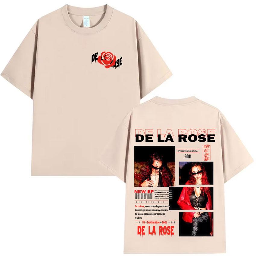 De La Rose Album Trendy Double Sided Print Tshirt Mens High Quality Oversized Tee Shirt Harajuku Casual Cozy T Shirt Streetwear