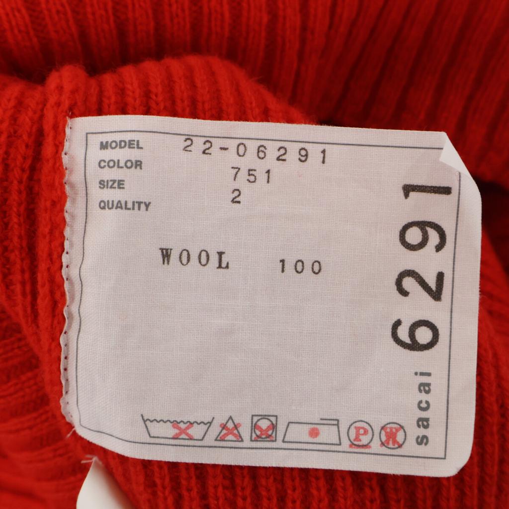 Sacai 22-06291 Red Shoulder Cut Knit Tops 2 RedUsed