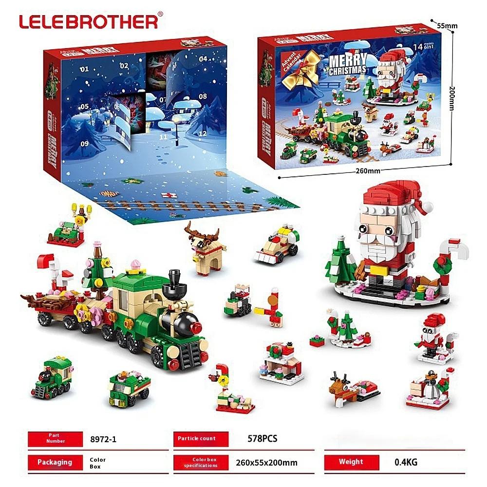 Merry Christmas Toy Tree Building Clamping Blocks Bricks Christmas Village Toys Gift Decorations Figurine for Diy Christmas Gift