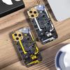Yellow circuit board For IPhone 16 16Pro Max 15 P ro 14 13 Plus 12 Mini 11Pro Max XS Max XR Golden tempered glass phone case