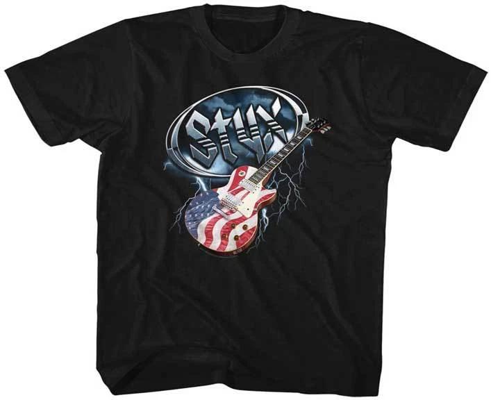 Styx Band Logo & American Flag Guitar Youth T Shirt 2T-YXL Rock Music M