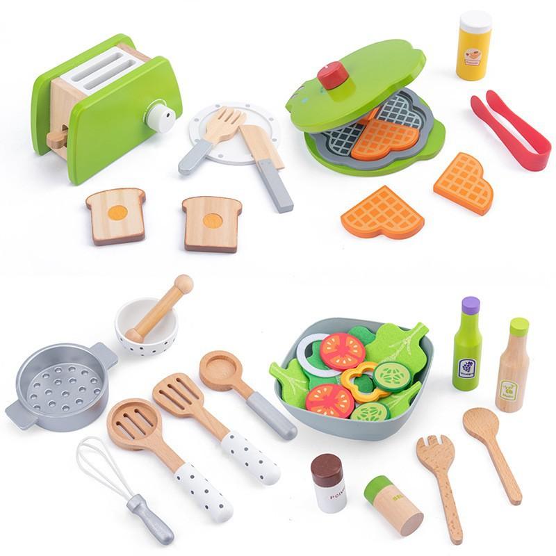 Wooden Simulation Toaster Kitchen Toys Play House Cooking Cooking Kitchen Suit
