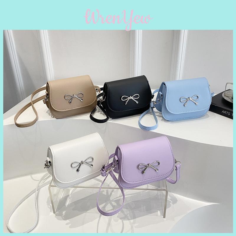 Simple Solid Color Bow Decoration Women Shoulder Bag For Daily Casual