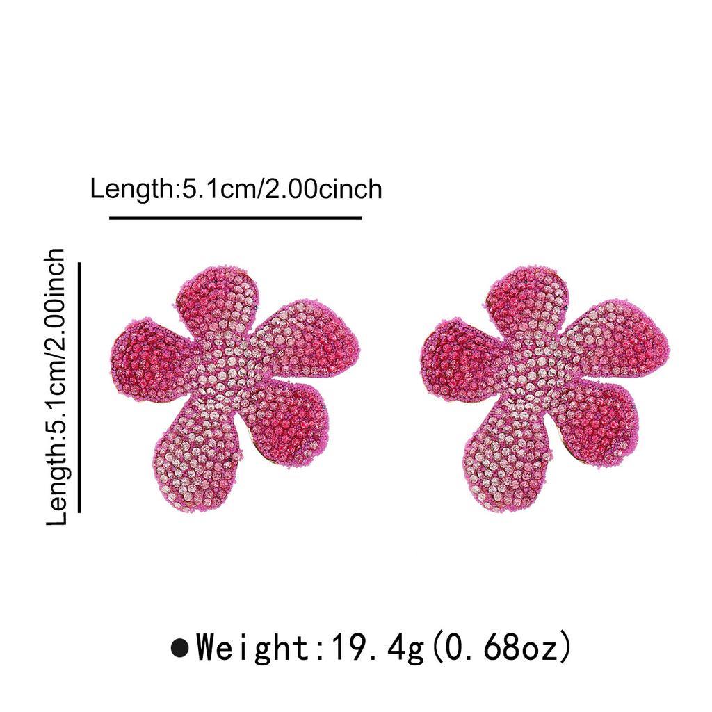 Leichter Luxus Schwerindustrie Eingelegt mit Diamanten Blumenohrringe, Süße Temperament Ohrstecker