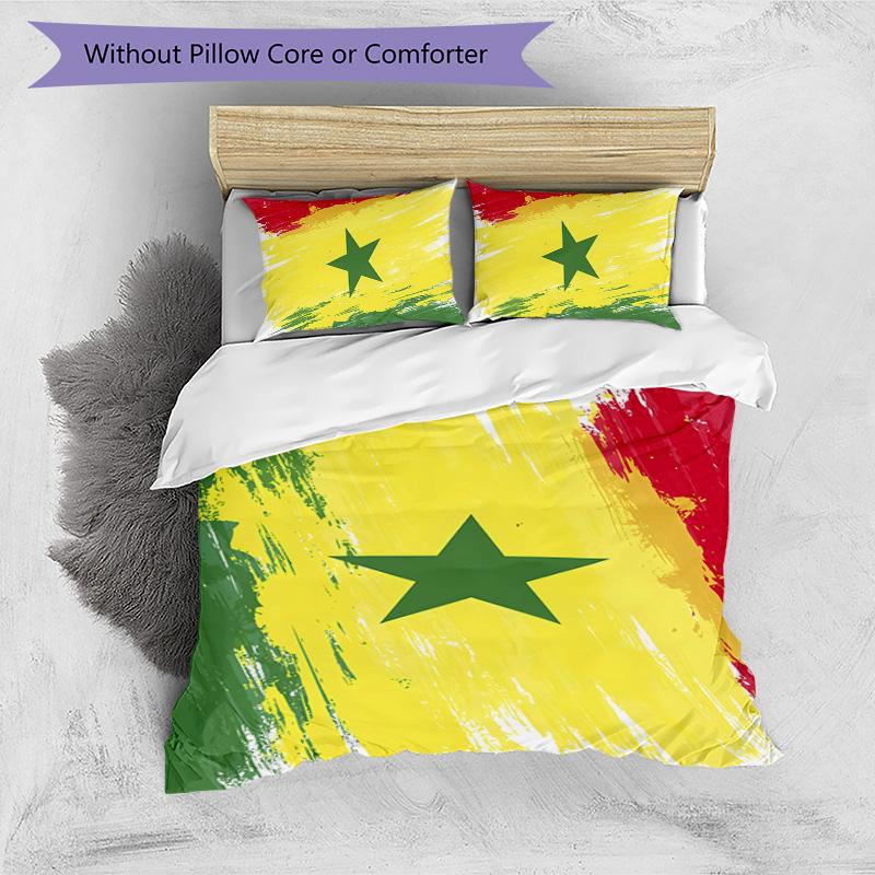 Senegal 3pcs Bedding Set Duvet Cover Closure Includes 1 Duvet Cover & 2 Pillowcases for All Seasons Bedroom Home Dorm Decor