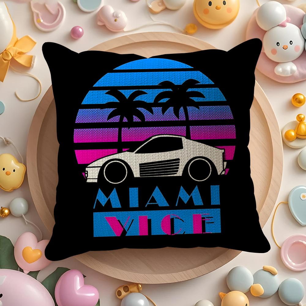 Miami Vice Pillow Case Pattern Printed Pillowcase For Living Room Sofa Cushion Cover Bedroom Decor