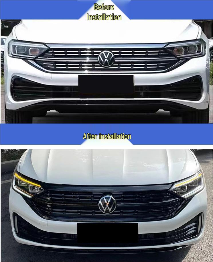 Volkswagen Sagitar 2023-2025 Kühlergrill-Veredelung mit Silbernen Streifen & Schwarzen Paneelen