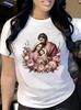 Holy Family Religious Floral Print Graphic T-shirt