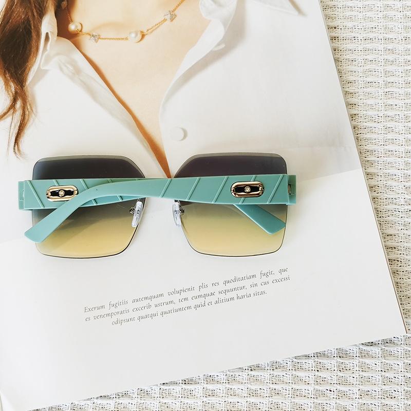 Diamond Embellished Sunglasses Fashionable And Elegant Blue Glasses Frameless High-End Sunglasses Women