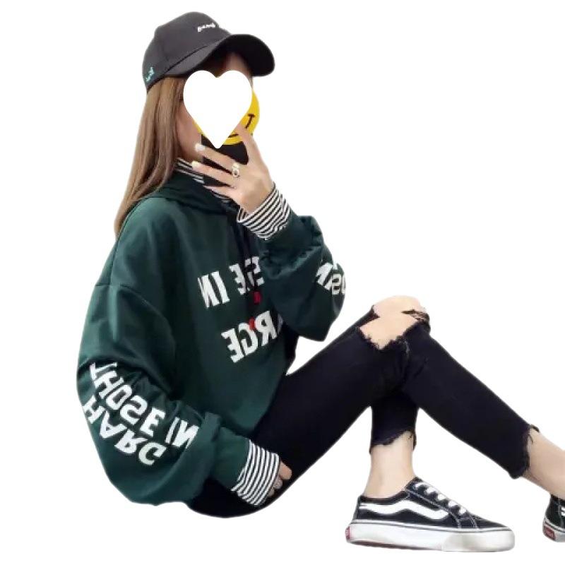 Herbst- und Winter-Sweatshirts für Damen Koreanischer Stil Samt Verdickt Studenten-Harajuku-Stil Locker Dünn Trendige Jacke