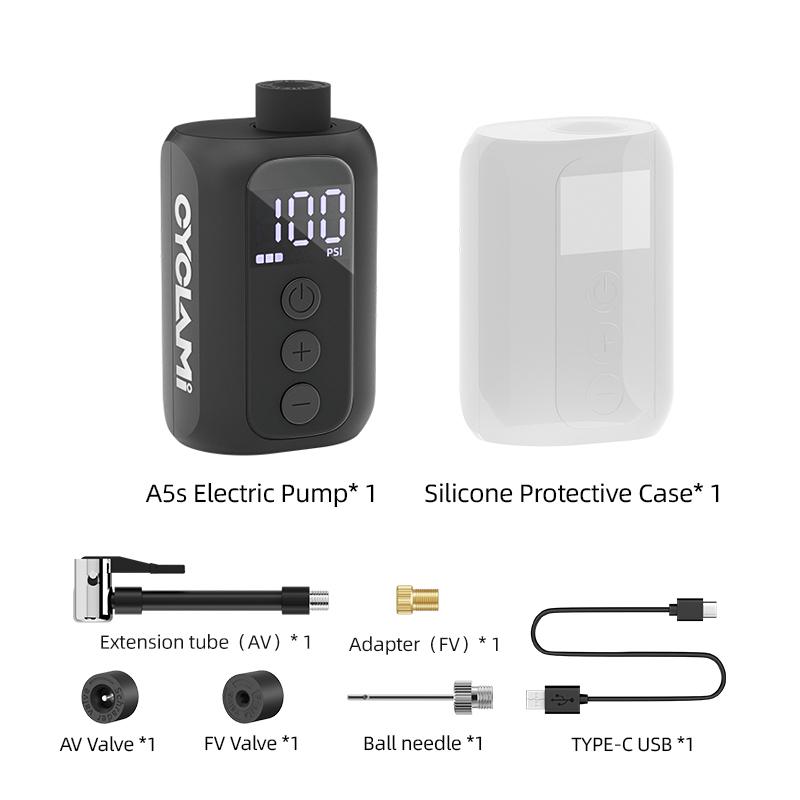 CYCLAMI 100 PSI High Pressure With Screen Mini Pump Portable Pocket Bike Electric Air Pump bicycle Fast Compressor Tire Inflator A5S
