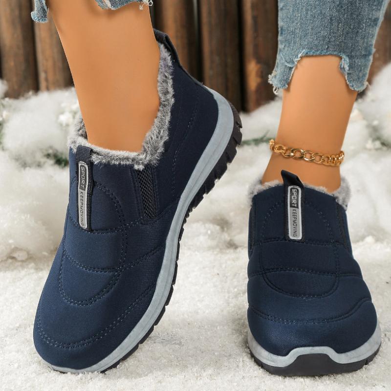 Women's Winter Boots Warm Shoes Round Toe Flat Shoes Solid Color Comfortable for Casual Boots