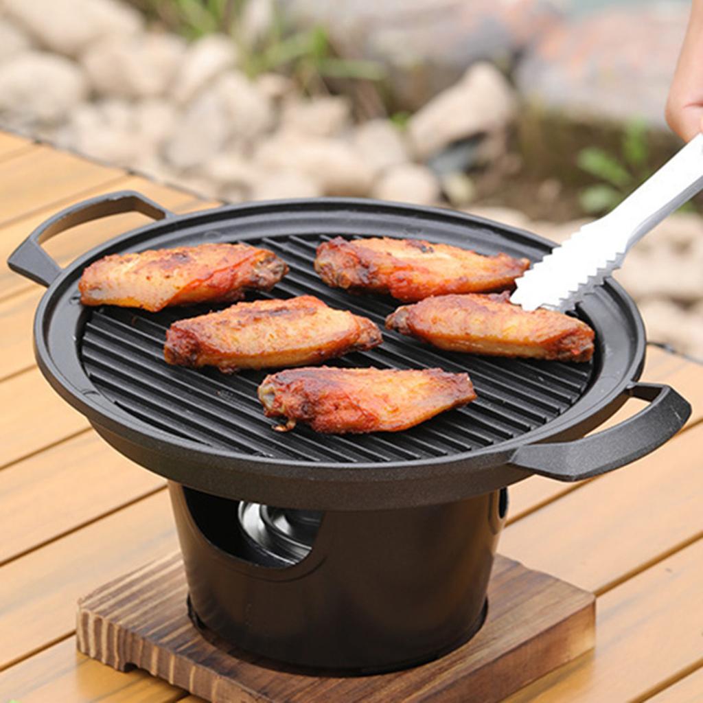 Yousheng Mini-BBQ-Alkoholkocher, Grill, japanischer Ein-Personen-Kochofen, antihaftbeschichtete Outdoor-BBQ-Platte für Camping-Picknick, multifunktionale Grillwerkzeuge