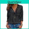 Blusa Lunga da Donna a Maniche Lunghe, Top Casual Svasati con Elegante Scollo a V e Design Abbottonato