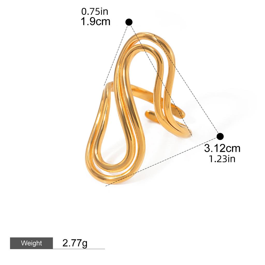 Stylish Creative Metal Open Ring Fashionable Geometric Shapes Finger Ring Waterproof Jewelry for Parties and Festivals