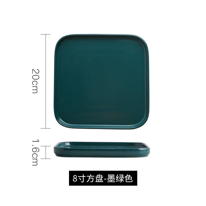 Nordic Style Ceramic Western Plate Square Steak Plate Household Square Plate Western Tableware Vegetable Plate Breakfast Plate