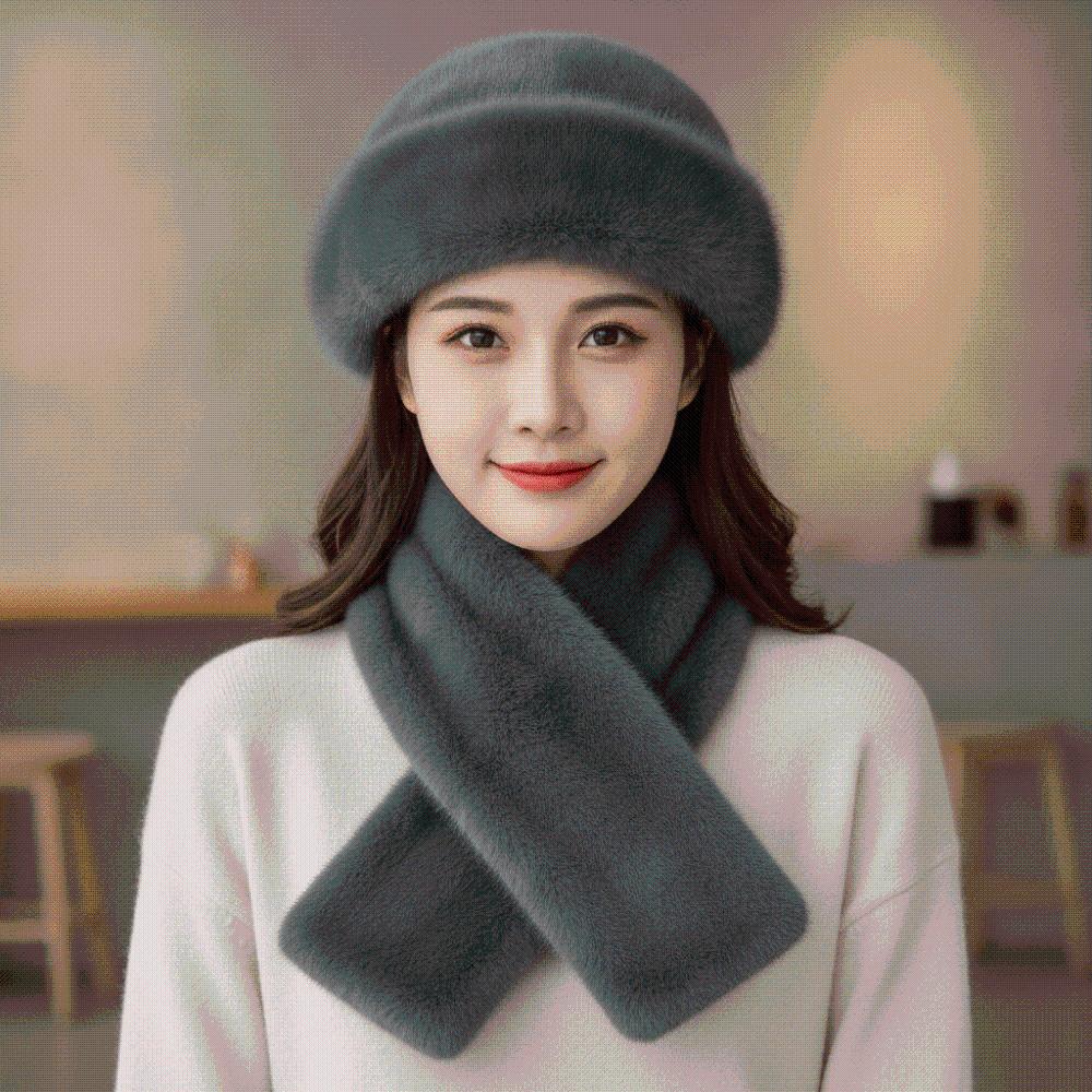 Windproof Russian Style Beanie Thickened Faux Mink Headwear Cossack Hat Set  Commuting