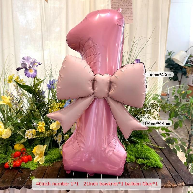 40 Zoll Zahlenballon mit Schleife , Für Geburtstagsfeiern, Jubiläen, Banketthintergrundwanddekoration Dekoration