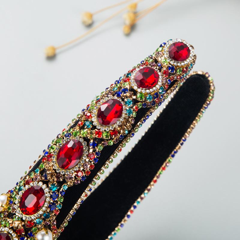 Women's Hairband Personalized Alloy Inlaid Pearl Flannelette Sponge Retro Shiny Headwear