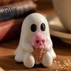 Niche Home Decor for Halloween Ice Cream Ghost Resin Figurine, Cute Spooky Desk Artistic Craft Gift Home, Soft Summer Ornament, Festive Friends Unique