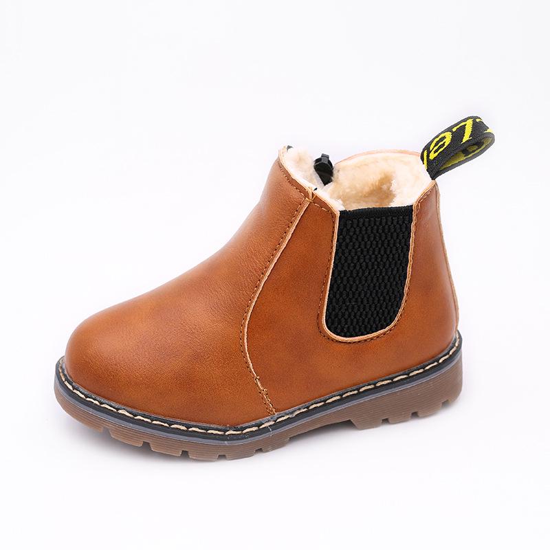 Herbst Kinder Schuhe PU Leder Wasserdichte Leder Stiefel Warme Kinder Schnee Stiefel Mädchen Junge Gummi Stiefel