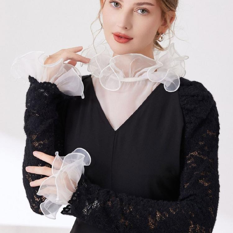 Reusable Fashion Collar Insert Delicate Lace Trim Polyester Layered Neckline Accessory For Various Clothing Styles
