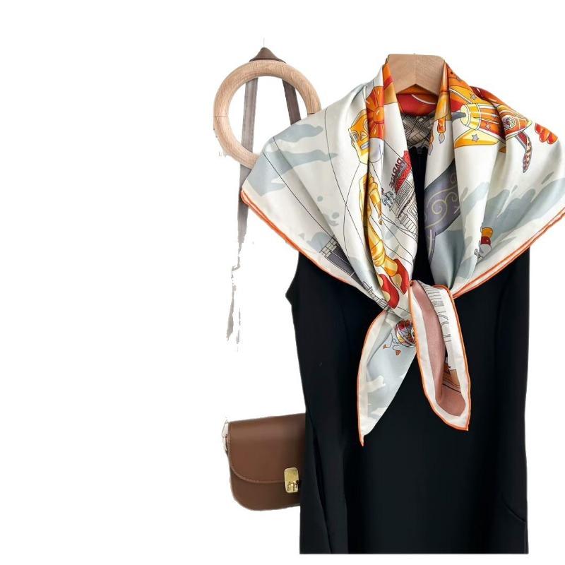 Silk twill 14 mmi large silk scarf women's fashion versatile high-end mulberry silk square scarf light luxury versatile 90 shawl