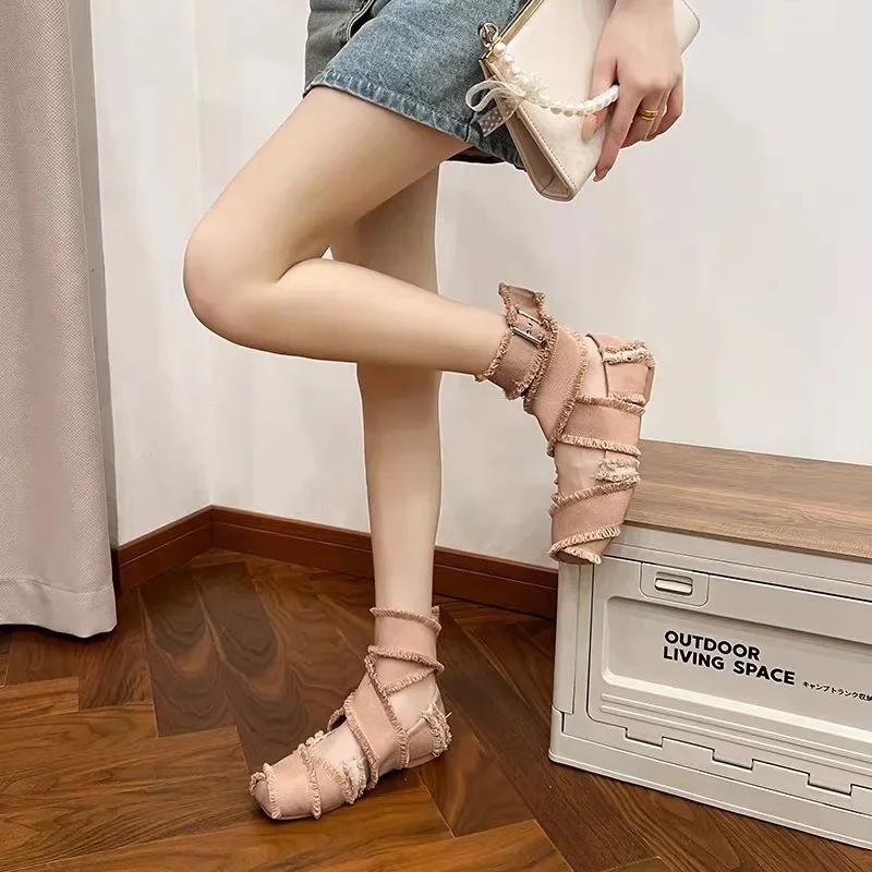 Women's Flats Spring Summer 2025 Casual Canvas Sneakers Woman Fashion Square Toe Ballerina Comfortable Elegant Ballet Shoes