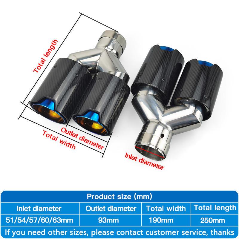 BMW Car Modification Carbon Fiber Dual/Quad Exhaust Pipe with M Logo - Y-Shaped Tailpipe