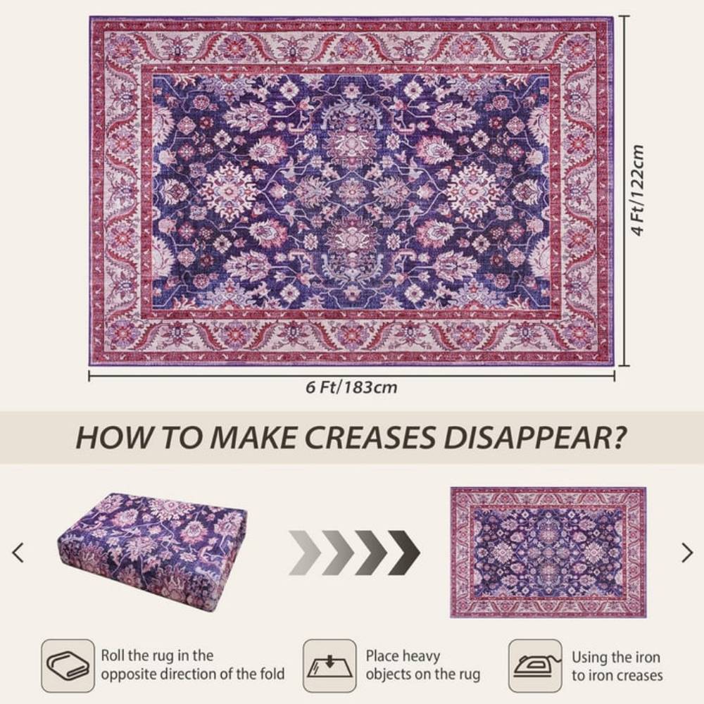 New Vintage Floral Rugs Soft Accent Large Area Rug Fluffy Carpet for Bedroom Living Room Home Decor Floor Mat