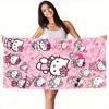 1pc H-Hello K-Kittys beach towel, fashionable water-absorbent quick-drying single-piece large-sized beach towel, soft and comfortable