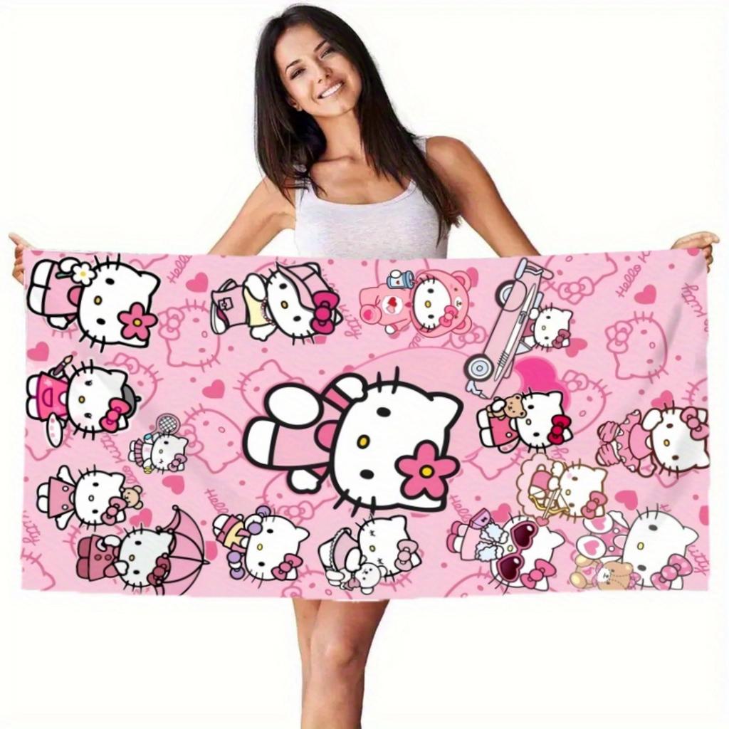 1pc H-Hello K-Kittys beach towel, fashionable water-absorbent quick-drying single-piece large-sized beach towel, soft and comfortable