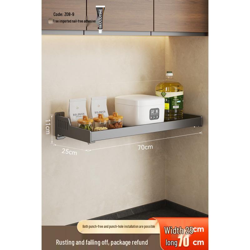 Punch-Free Kitchen Spice Rack: Wall-Mounted, Widened, Multifunctional Seasoning Storage Solution.