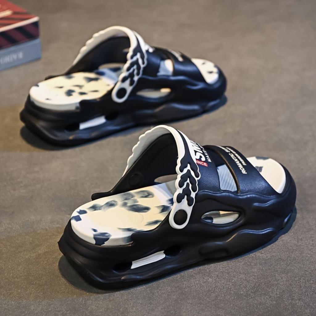 Men's and Women's EVA Sports Sandals and Slippers - Non-slip Casual Round Toe Letter Print - Lightweight and Breathable Beach Shoes for Couples