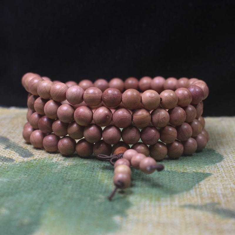 Buddhist Prayer Bracelet - 108 Beads, Multi-strand Sandalwood, Black Rosewood, Wenwan Style