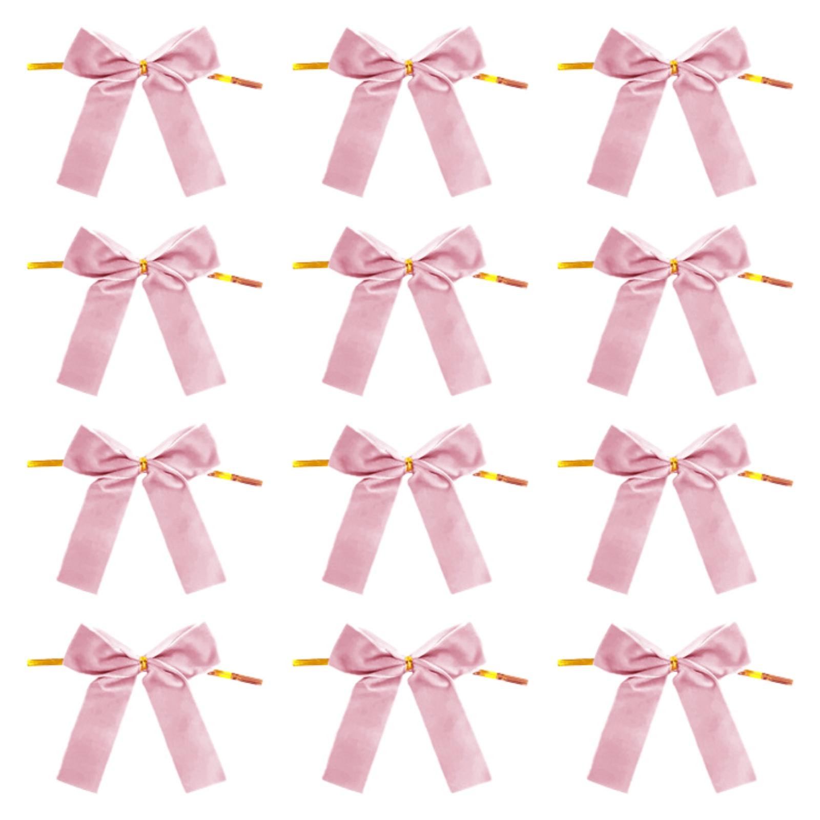 

12x Оксамитові бантики для різдвяної ялинки, сходів, святкового весілля, фермерський різдвяний топпер-прикраса, різдвяний декор, святковий крафт-бант для вінка рожевий