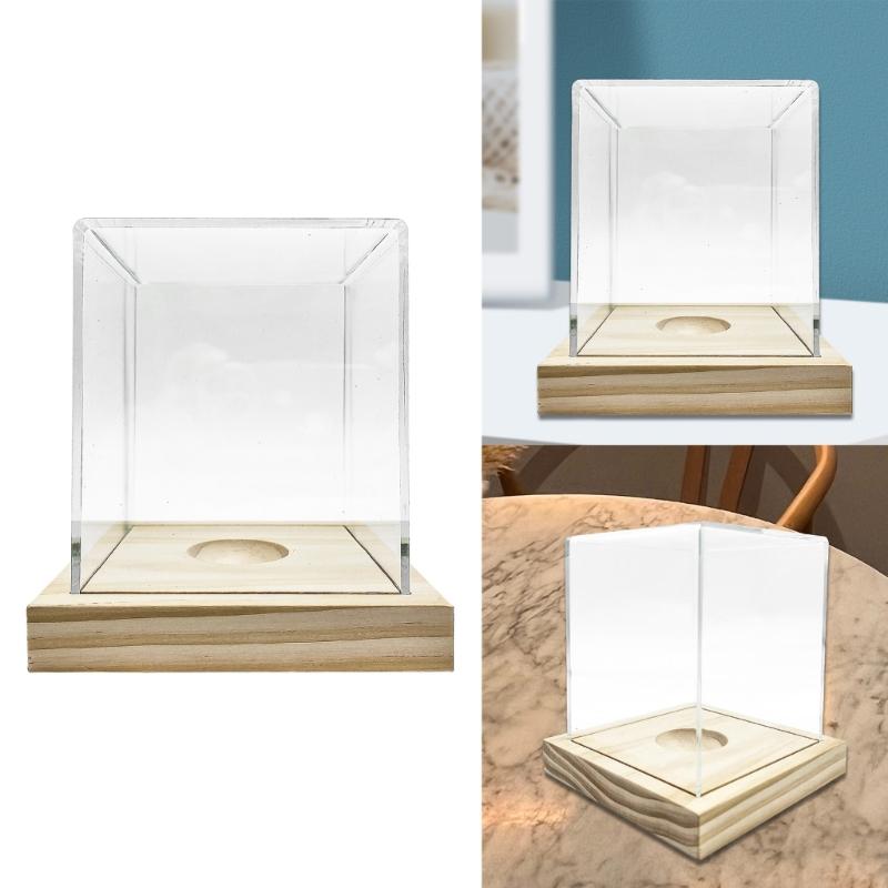 Modern Wooden Base Transparent Acrylic Softball Storage Case Display Holder for Collectibles and Decoration