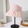 Windproof Women Pearl Bucket Hat Sun Protection Beach Cap Hot Big Brim Sun Hat  Women Men