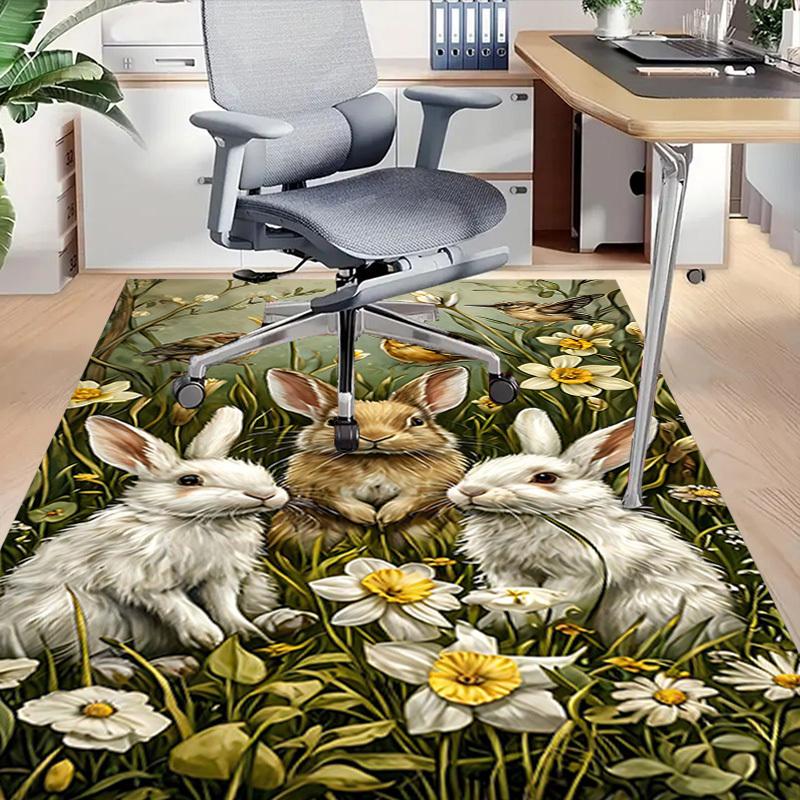 1PC bunnies flowers Extra Large Non Slip Floor carpet, Office, family, Studio   Large Area Rug Indoor Rugs, Bold Statement Piece