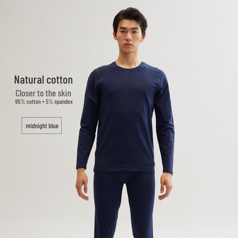 Men's and Women's Skin-Friendly Thermal Underwear Suit - Pure Cotton, Solid Color, Thin Design, Antibacterial, Large Sizes, Autumn/Winter Wear