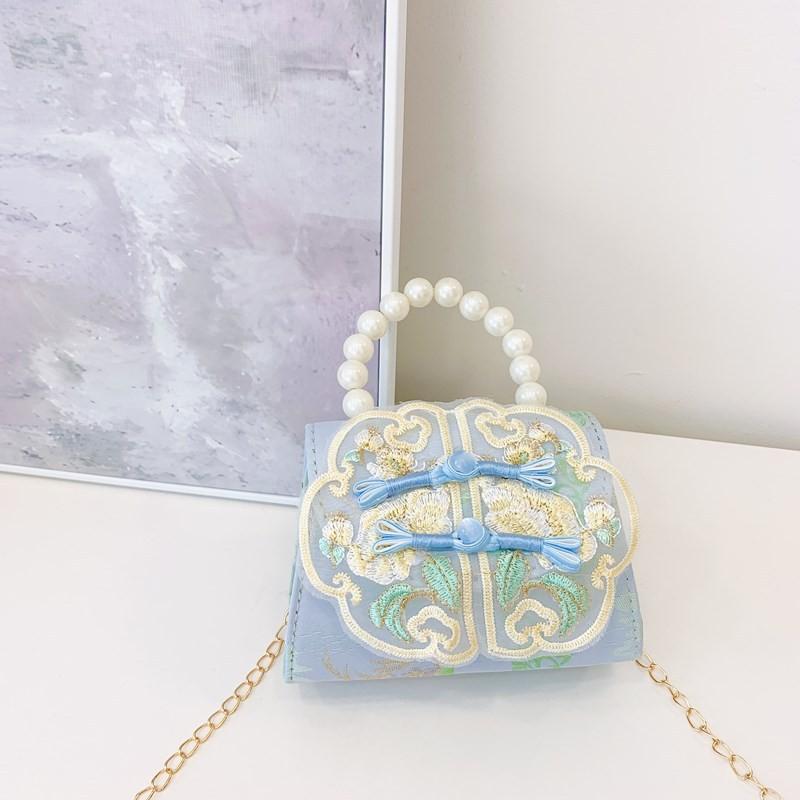 Embroidered Pearl Lace Chain Childrens Crossbody Bag Suitable Daily For