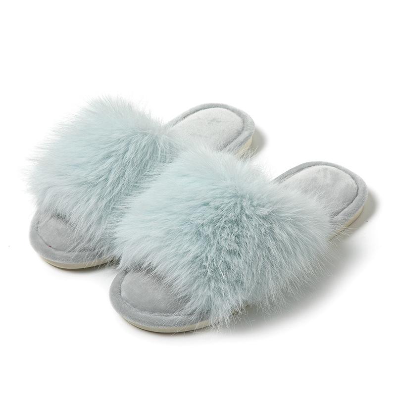 Ins Open Plush Slippers Home Less Plush Slippers Indoor European and American Plush Slippers
