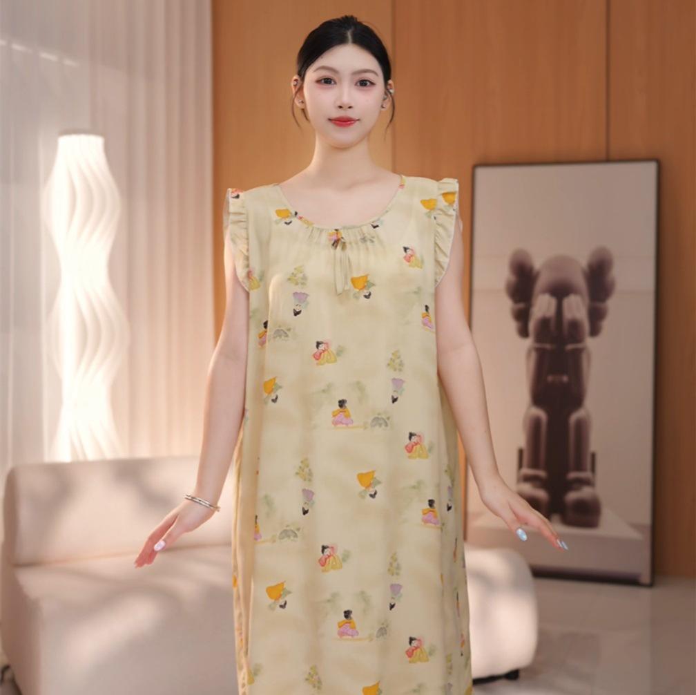 Women's Cotton Silk Camisole Pajama Dress - Summer, Loose Fit, Cute Japanese Style, Sexy and Thin, Perfect for Students