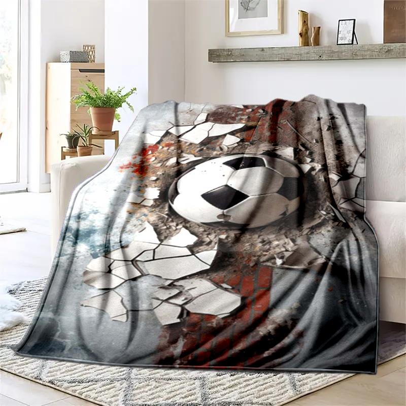 1PC Soccer, basketball, colorful water and fire pattern blanket, all season lightweight home office outdoor nap multifunctional blanket