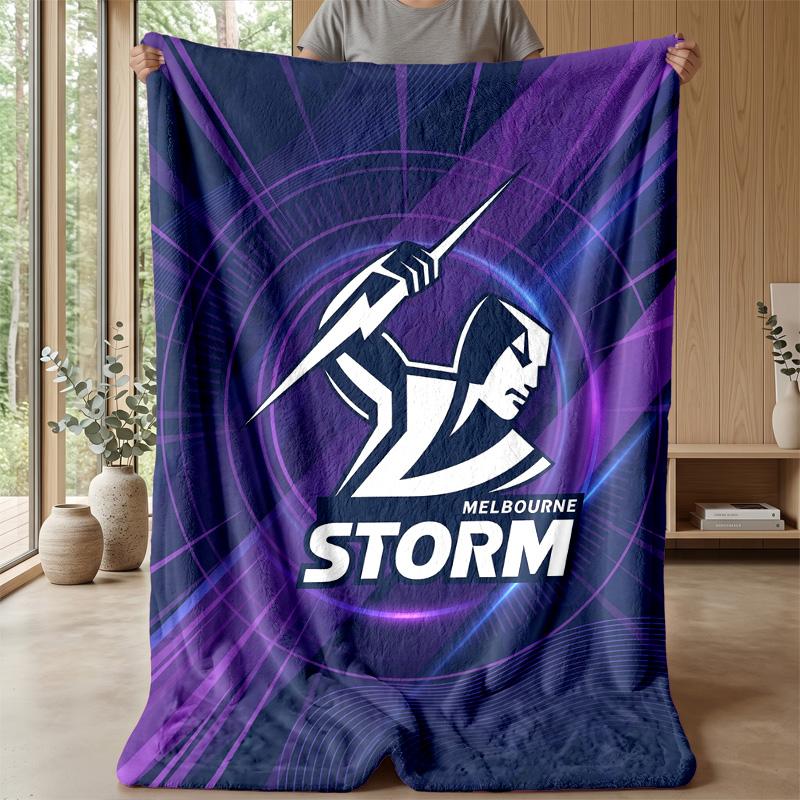 Melbourne Storm Flannel Fleece Blanket Cozy Warm Throw Blanket For Couch Bed Travel All Season Use