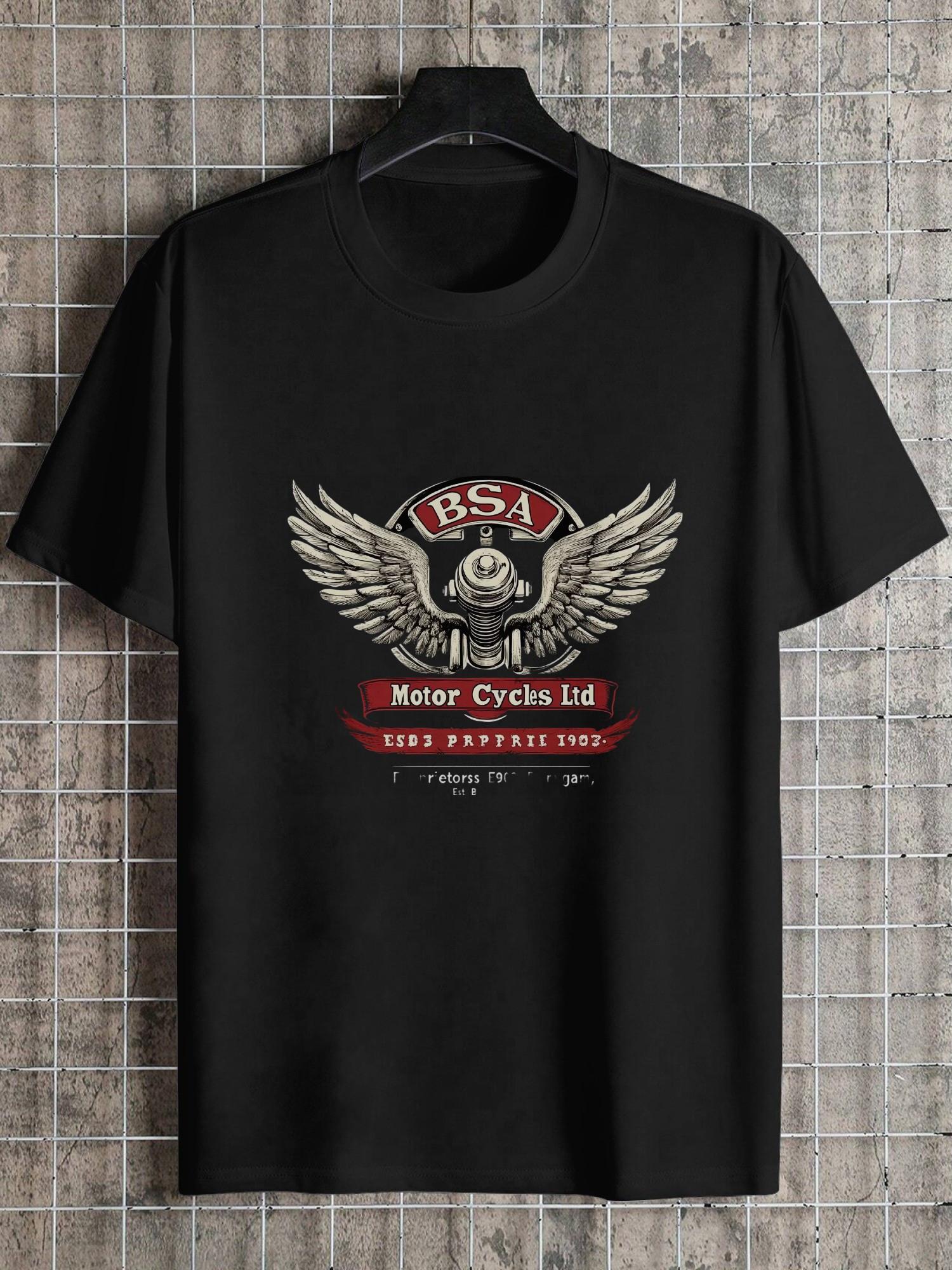 1pc Vintage Motorcycle Emblem Classic Black T-shirt XL